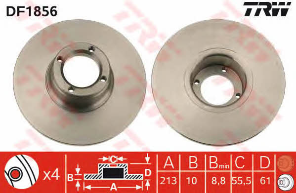 TRW DF1856 Unventilated front brake disc DF1856: Buy near me in Poland at 2407.PL - Good price!