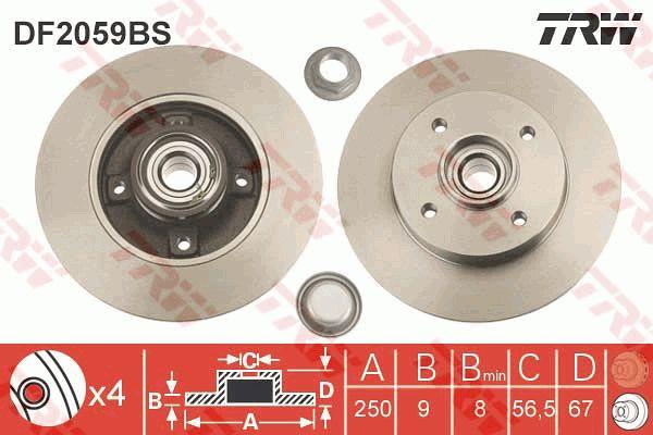 TRW DF2059BS Тормозной диск задний невентилируемый DF2059BS: Отличная цена - Купить в Польше на 2407.PL!
