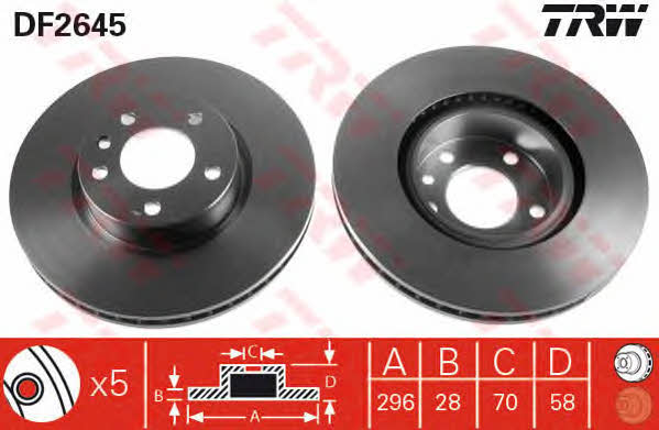 TRW DF2645 Тормозной диск передний вентилируемый DF2645: Отличная цена - Купить в Польше на 2407.PL!