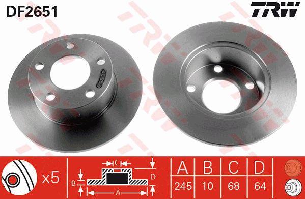 TRW Rear brake disc, non-ventilated – price 105 PLN