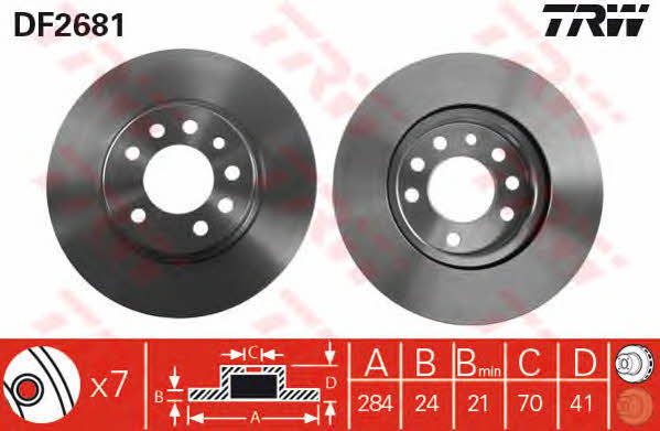 TRW DF2681 Innenbelüftete Bremsscheibe vorne DF2681: Kaufen Sie zu einem guten Preis in Polen bei 2407.PL!