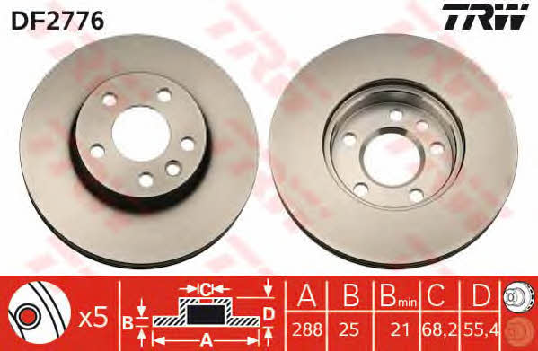 TRW DF2776 Front brake disc ventilated DF2776: Buy near me in Poland at 2407.PL - Good price!