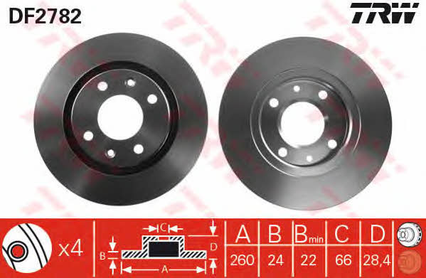 TRW DF2782 Front brake disc ventilated DF2782: Buy near me in Poland at 2407.PL - Good price!