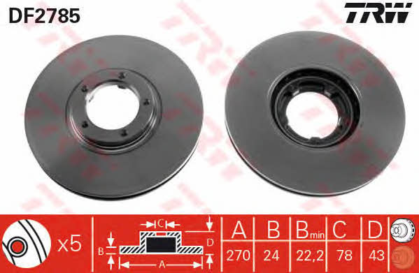 TRW DF2785 Front brake disc ventilated DF2785: Buy near me in Poland at 2407.PL - Good price!