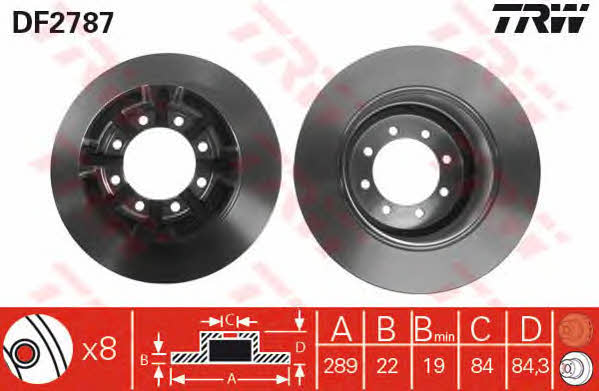 TRW DF2787 Rear brake disc, non-ventilated DF2787: Buy near me in Poland at 2407.PL - Good price!