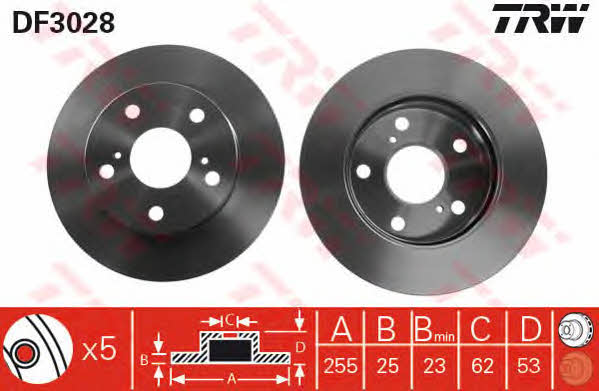 TRW DF3028 Тормозной диск передний вентилируемый DF3028: Отличная цена - Купить в Польше на 2407.PL!