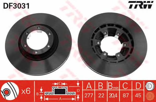 TRW DF3031 Front brake disc ventilated DF3031: Buy near me in Poland at 2407.PL - Good price!