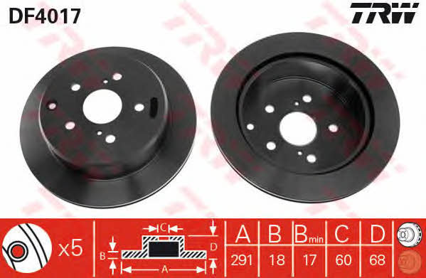 TRW DF4017 Тормозной диск задний вентилируемый DF4017: Купить в Польше - Отличная цена на 2407.PL!