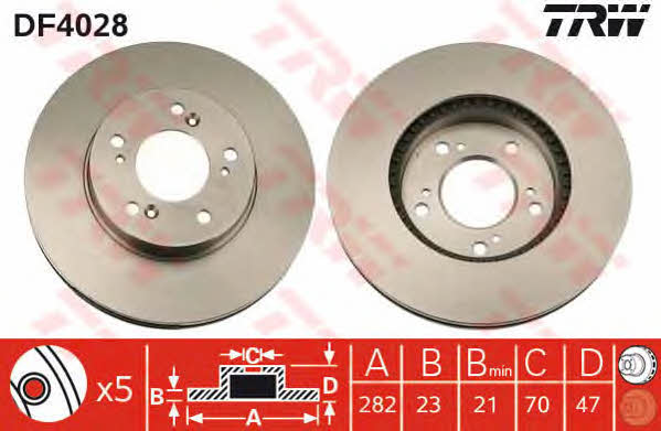 TRW DF4028 Front brake disc ventilated DF4028: Buy near me in Poland at 2407.PL - Good price!