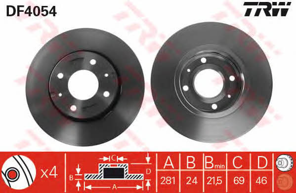 TRW DF4054 Front brake disc ventilated DF4054: Buy near me in Poland at 2407.PL - Good price!