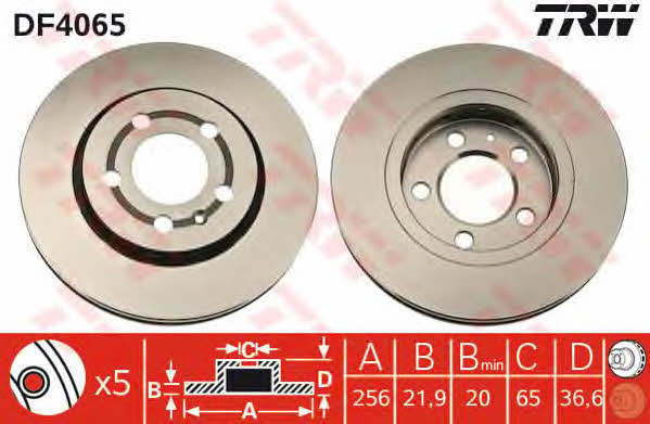 TRW DF4065 Rear ventilated brake disc DF4065: Buy near me in Poland at 2407.PL - Good price!