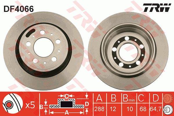 TRW DF4066 Rear brake disc, non-ventilated DF4066: Buy near me in Poland at 2407.PL - Good price!
