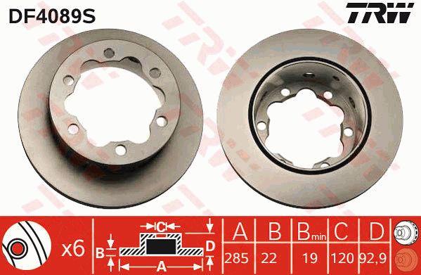 TRW DF4089S Rear ventilated brake disc DF4089S: Buy near me in Poland at 2407.PL - Good price!