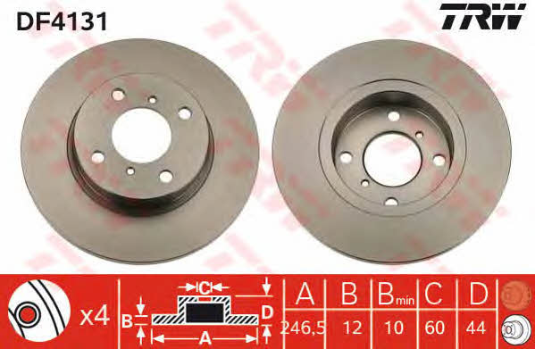 TRW DF4131 Unventilated front brake disc DF4131: Buy near me in Poland at 2407.PL - Good price!