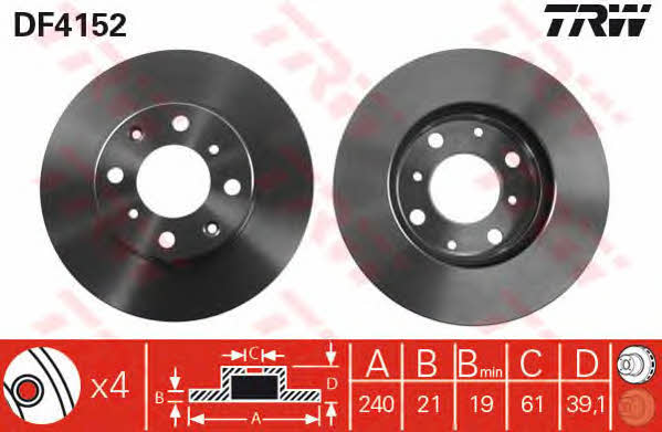 TRW DF4152 Front brake disc ventilated DF4152: Buy near me in Poland at 2407.PL - Good price!
