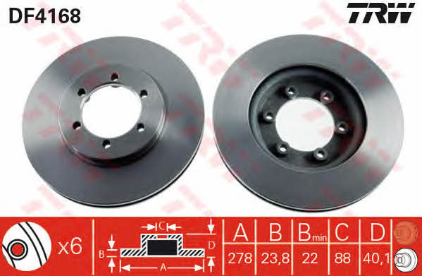 TRW DF4168 Front brake disc ventilated DF4168: Buy near me in Poland at 2407.PL - Good price!