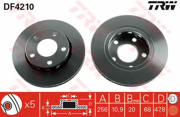 TRW DF4210 Тормозной диск задний вентилируемый DF4210: Отличная цена - Купить в Польше на 2407.PL!