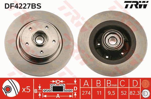 TRW DF4227BS Тормозной диск задний невентилируемый DF4227BS: Отличная цена - Купить в Польше на 2407.PL!