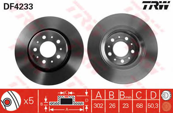 TRW DF4233 Тормозной диск передний вентилируемый DF4233: Отличная цена - Купить в Польше на 2407.PL!
