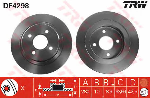 TRW DF4298 Brake disc DF4298: Buy near me in Poland at 2407.PL - Good price!