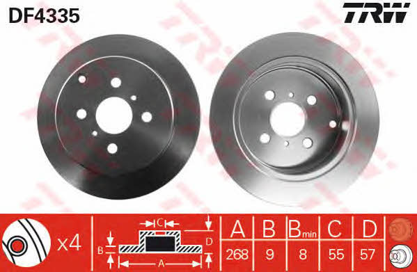 Rear solid brake disc TRW DF4335
