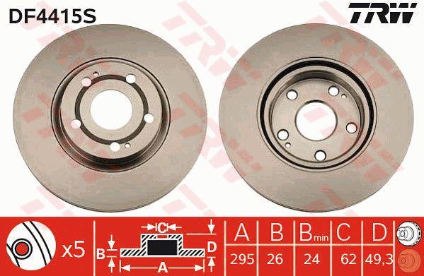 TRW DF4415S Front brake disc ventilated DF4415S: Buy near me in Poland at 2407.PL - Good price!