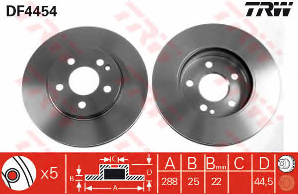 TRW DF4454 Front brake disc ventilated DF4454: Buy near me at 2407.PL in Poland at an Affordable price!