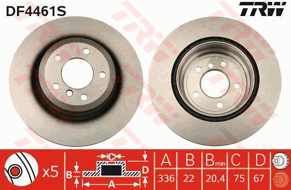 TRW DF4461S Rear ventilated brake disc DF4461S: Buy near me in Poland at 2407.PL - Good price!