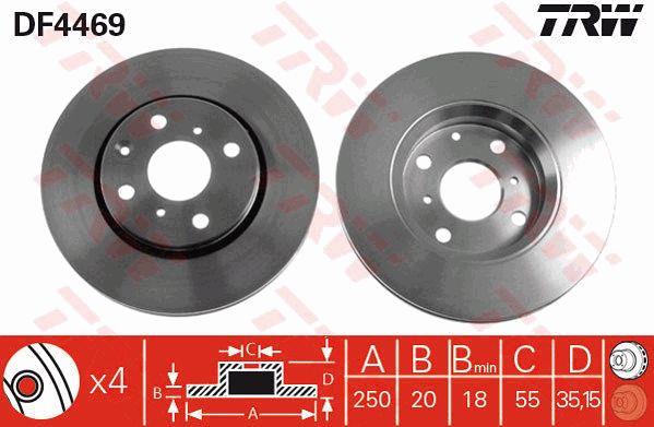 TRW DF4469 Front brake disc ventilated DF4469: Buy near me in Poland at 2407.PL - Good price!