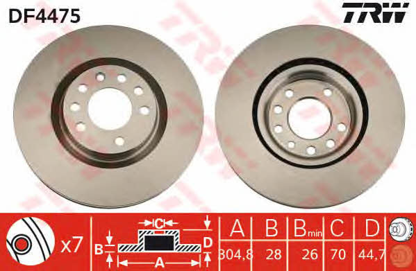 TRW DF4475 Front brake disc ventilated DF4475: Buy near me in Poland at 2407.PL - Good price!