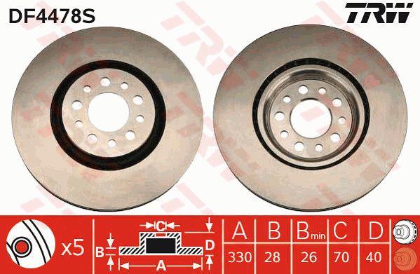TRW DF4478S Front brake disc ventilated DF4478S: Buy near me in Poland at 2407.PL - Good price!