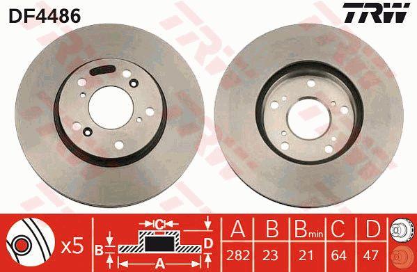 TRW DF4486 Front brake disc ventilated DF4486: Buy near me at 2407.PL in Poland at an Affordable price!