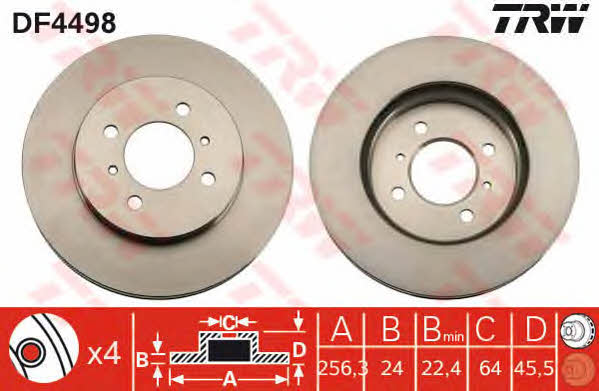 TRW DF4498 Front brake disc ventilated DF4498: Buy near me in Poland at 2407.PL - Good price!