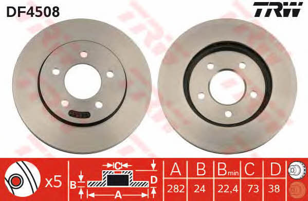 TRW DF4508 Front brake disc ventilated DF4508: Buy near me in Poland at 2407.PL - Good price!