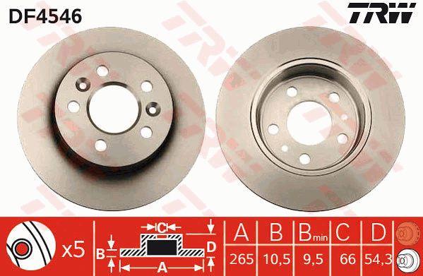 TRW DF4546 Тормозной диск задний невентилируемый DF4546: Отличная цена - Купить в Польше на 2407.PL!