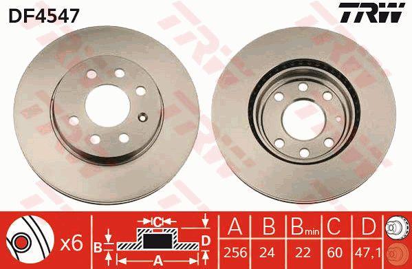 TRW DF4547 Front brake disc ventilated DF4547: Buy near me in Poland at 2407.PL - Good price!