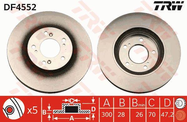 TRW DF4552 Front brake disc ventilated DF4552: Buy near me in Poland at 2407.PL - Good price!
