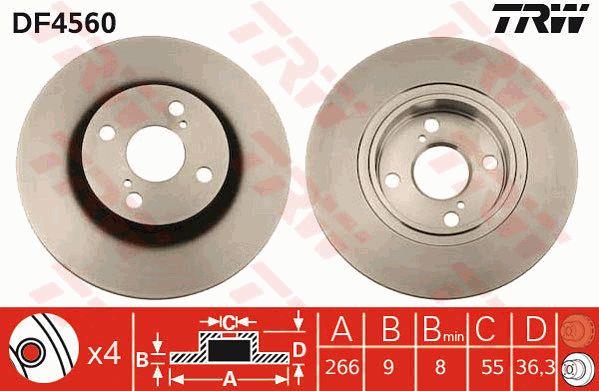 TRW DF4560 Rear brake disc, non-ventilated DF4560: Buy near me in Poland at 2407.PL - Good price!