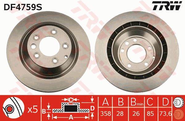 TRW DF4759S Rear ventilated brake disc DF4759S: Buy near me in Poland at 2407.PL - Good price!
