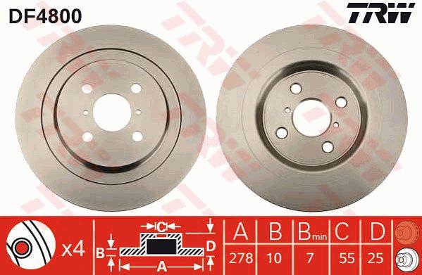 TRW DF4800 Rear brake disc, non-ventilated DF4800: Buy near me in Poland at 2407.PL - Good price!