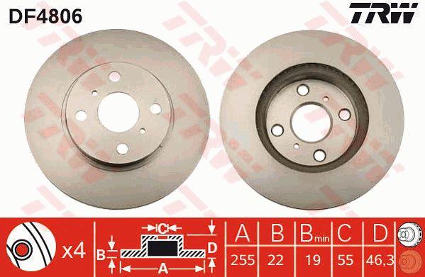 TRW DF4806 Front brake disc ventilated DF4806: Buy near me in Poland at 2407.PL - Good price!