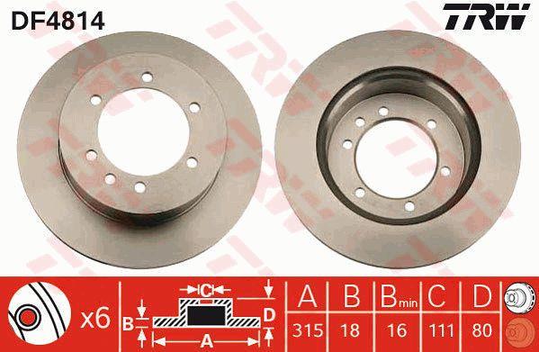TRW DF4814 Rear ventilated brake disc DF4814: Buy near me in Poland at 2407.PL - Good price!