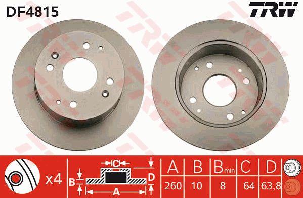 TRW DF4815 Rear brake disc, non-ventilated DF4815: Buy near me in Poland at 2407.PL - Good price!