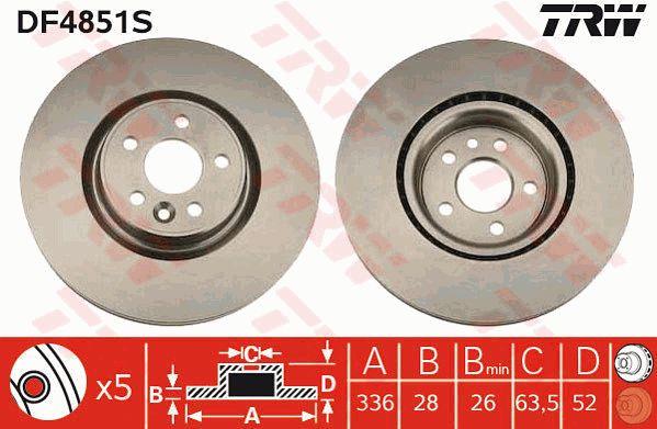 TRW DF4851S Front brake disc ventilated DF4851S: Buy near me in Poland at 2407.PL - Good price!