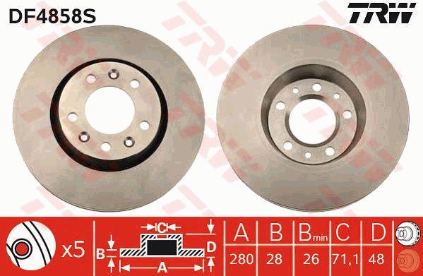 TRW DF4858S Front brake disc ventilated DF4858S: Buy near me in Poland at 2407.PL - Good price!