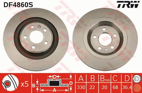 TRW DF4860S Rear ventilated brake disc DF4860S: Buy near me in Poland at 2407.PL - Good price!