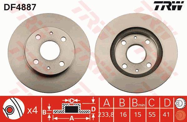 TRW DF4887 Front brake disc ventilated DF4887: Buy near me in Poland at 2407.PL - Good price!