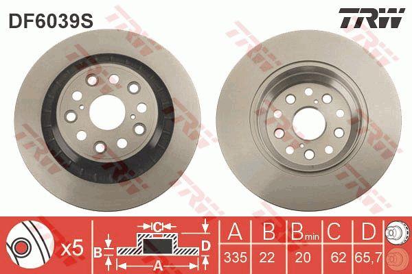 TRW DF6039S Rear ventilated brake disc DF6039S: Buy near me in Poland at 2407.PL - Good price!