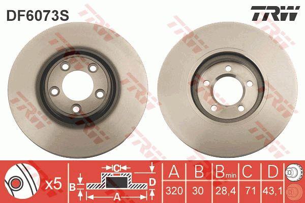 TRW DF6073S Front brake disc ventilated DF6073S: Buy near me in Poland at 2407.PL - Good price!