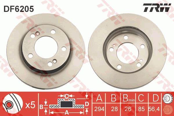 Front brake disc ventilated TRW DF6205